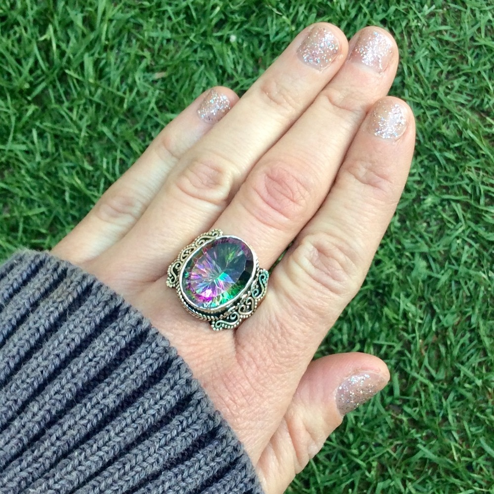 (SOLD)Mystic Topaz Sterling Silver Ring - Picture 3 of 5